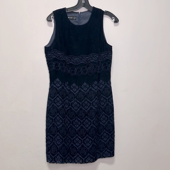 MNG Night by Mango Dresses & Skirts - MNG NIGHT | Navy Blue Velvet Patterned Midi Dress